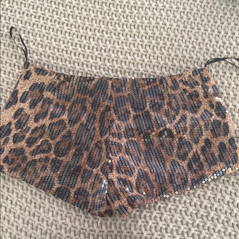 Edikted Leopard Print Micro Shorts